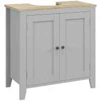 kleankin Mueble para Debajo del Lavabo Armario Bajo con 2 Puertas y Estante Ajustable Estilo Moderno 60x30x60 cm Gris(m-1)