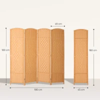HOMCOM Raumteiler, 4-teilig faltbare Trennwand, Geflechtmuster, Kiefernholz, Naturholz(m-3)