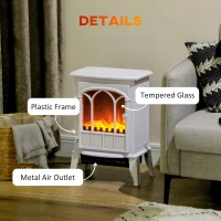 HOMCOM Freestanding Electric Fireplace, Electric Log Burner with LED Flame Effect, Overheating Safety System, 1000W/2000W White(m-7)