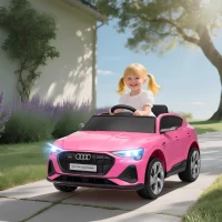 HOMCOM Coche de Batería para Niños 12V Audi E-tron con Mando a Distancia Faros Bocina Música Velocidad 3-5 km/h Rosa(m-10)