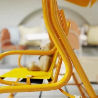 AIYAPLAY Dondolo per Bambini da Esterno a 2 Posti con Tettuccio Regolabile e Cinture di Sicurezza, 112x75x120 cm, Giallo(m-9)