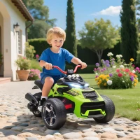 AIYAPLAY Quad Eléctrico para Niños 12V con 2 Motores Velocidad hasta 5 km/h 3 Ruedas Suspensión Verde(m-10)
