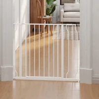 PawHut Lot de 2 barrières de sécurité pour animal longueur réglable escaliers couloirs portes sans perçage en acier ABS(m-9)