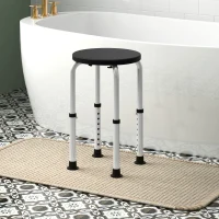 HOMCOM Taburete de Ducha de Aluminio con Altura Regulable Antideslizante Carga 135 kg para Ancianos y Discapacitados(m-2)