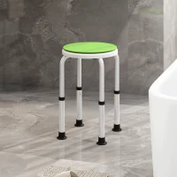 HOMCOM 360° Swivel Shower Chair, Height Adjustable Aluminium Shower Stool with Non-Slip Feet for Disabled, Elderly, Green(m-10)