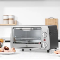 HOMCOM Horno Eléctrico de Sobremesa 10 Litros 750W Mini Horno Tostador con Temperatura hasta 230 ℃ Temporizador 60 Minutos Bandeja y Rejilla 36,5x26x22 cm Plata(m-10)