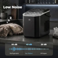 HOMCOM Machine à glaçons autonettoyante 9 glaçons en 6-13 minutes avec panier et pelle, 22.2x29.4x29 cm, noir(m-8)