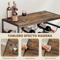 HOMCOM Botellero para 30 Botellas de 6 Niveles con Encimera de Efecto Madera Estilo Industrial 59x30x88,5 cm Marrón Rústico(m-5)