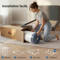HOMCOM Matelas 140x190cm, matelas 2 personnes, mousse à mémoire de forme au thé vert, housse amovible lavable, fermeté moyenne(m-8)