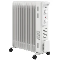 HOMCOM 2.5kW 11 Fin Oil-Filled Radiator - White(m-1)