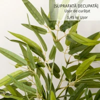HOMCOM Plantă Artificială de Bambus Înaltă de 90 cm cu 504 Frunze din PEVA și PP Verde cu Ghiveci din Ciment Ø15x12.5 cm(m-8)