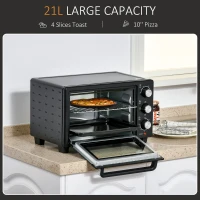 HOMCOM 21L Mini Countertop Oven, 100°C-230°C Adjustable Temp - Black(m-5)