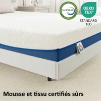 HOMCOM Matelas 140x190cm, matelas 2 personnes, mousse à mémoire de forme au thé vert, housse amovible lavable, fermeté moyenne(m-7)