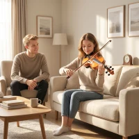 HOMCOM Violon 4/4 ensemble de violon en bois massif pour adultes et débutants avec étui léger et portable 60 x 21 cm marron(m-10)
