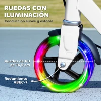 AIYAPLAY Patinete Plegable para Niños de 3-8 Años de 2 Ruedas con Luces Manillar de 4 Altura Ajustable Doble Frenos Blanco(m-5)