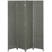 HOMCOM Wave Fibre Freestanding Folding Privacy Screen Panels, Room Divider, Grey(m-10)