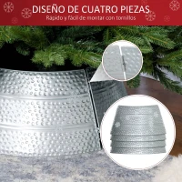 HOMCOM Falda para Árbol de Navidad de Metal Impermeable Decoración para para Fiestas Hogar 66x66x23 cm Plateado(m-6)