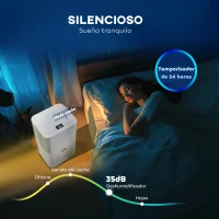 HOMCOM Deshumidificador 10L/día Silencioso con 3 Modos Pantalla LED Temporizado 24H Bloqueo Infantil y Drenaje Continuo Blanco(m-7)