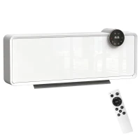 HOMCOM Aerotermă Electrică Ceramică de Perete 2000W cu 3 Moduri, Temperatură Reglabilă, Timer și Telecomandă, Alb(m-12)