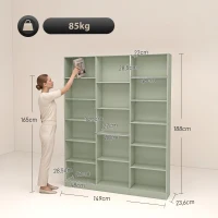 HOMCOM Bibliothèque 6 Niveaux, Étagère de Rangement avec 17 Compartiments et Étagères Réglables, 149 x 23,6 x 188 cm, Vert(m-3)