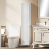 HOMCOM Mobile Bagno Sospeso a Colonna con Ripiani Regolabili e Chiusura Soft Close, 30x31.5x160 cm, Bianco(m-8)