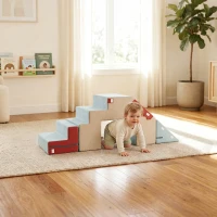 AIYAPLAY 2-teiliges Schaumstoff Bausteine für Kleinkinder mit abnehmbaren Bezügen, Indoor-Kletter- und Krabbelspielset, Blau(m-8)