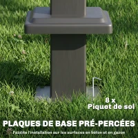 Outsunny Abri barbecue extérieur, tonnelle de jardin 245x146x255cm en métal, double toit, 2 étagères latérales, marron(m-7)