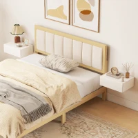HOMCOM Floating Bedside Table Set of 2, Wall-Mounted Nightstand with Storage Drawer, White(m-7)