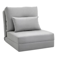 HOMCOM Chauffeuse canapé-lit convertible fauteuil 1 place avec 1 coussin avec dossier réglable, gris clair(m-12)