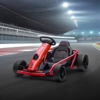 HOMCOM 24V Electric Go Kart for Kids, Drift Ride-On Racing Go Kart with 2 Speeds, for Boys Girls Aged 8-12 Years Old, Red(m-11)