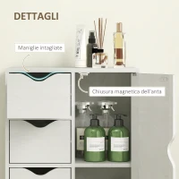 HOMCOM Mobile Bagno con 4 Cassetti, Armadietto a 2 Livelli e Maniglie Ritagliate, in Legno, 54x29x83 cm, Bianco(m-6)