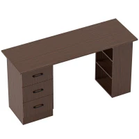 HOMCOM Scrivania Moderna con 3 Cassetti e 3 Ripiani per Camera e Ufficio, in Legno, 120x49x72 cm, Color Noce(m-1)