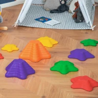 Outsunny 11-Piece Stepping Stones Kids, Starfish Style Non-slip Obstacle Course, Stackable Balance Blocks Garden Toys, Encourage Toddler Sensory Toys Indoor Outdoor - Multicoloured(m-9)