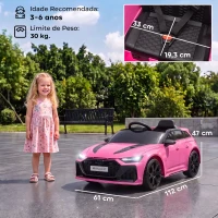 AIYAPLAY Carro Elétrico Audi RS 6 Avant GT para Crianças 12V com Comando 2,4 G Motor Duplo Arranque Suave e Suspensão(m-3)
