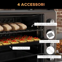 HOMCOM Fornetto Elettrico da 30L con 3 Funzioni di Cottura, Temperatura Regolabile e Timer, 1600W, Argento(m-6)