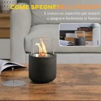 HOMCOM Camino a Bioetanolo da Tavolo con Serbatoio da 0.4L, 12x12x19cm, Grigio Scuro(m-5)