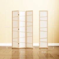HOMCOM Wooden Folding Privacy Screen, 3 Panel Room Divider for Bedroom, Natural Wood Finish(m-3)