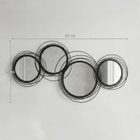 HOMCOM Metal Wall Art 56cm Modern Decorative Mirror Decor for Living Room Bedroom Dining Room, Black(m-3)