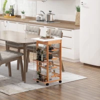 HOMCOM Rolling Kitchen Cart, Utility Storage Cart with 4 Basket Drawers & Side Racks, Wheels for Dining Room, Brown(m-3)