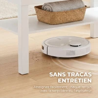 HOMCOM Table basse de salon, table d'appoint rectangulaire à 2 niveaux avec étagère de rangement, 90x45x44,5cm, blanc(m-7)