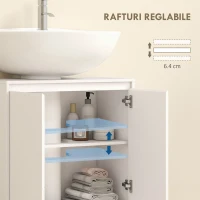 HOMCOM Dulap Sub Lavoar pentru Baie cu 2 Uși și Raft Reglabil, pentru Lavoare cu sau fără Coloană, 60 x 30 x 59,8 cm, Alb(m-5)