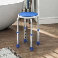 HOMCOM 360° Swivel Shower Chair, Height Adjustable Aluminium Shower Stool with Non-Slip Feet for Disabled, Elderly, Blue(m-10)