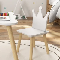 AIYAPLAY Set Tavolo e 2 Sedie per Bambini con Schienale a Corona, Età 3-6 Anni, Bianco(m-8)