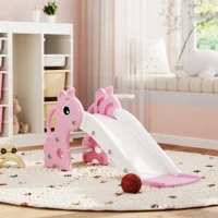 AIYAPLAY 3 in 1 Kids Slide with Climber, Basketball Hoop and Ball, Giraffe Shape Climber Slide for Indoor Kids Age 1-3, Pink(m-10)