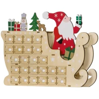 HOMCOM Calendario de Adviento de Madera con 24 Cajones Calendario de Navidad Reutilizable para Rellenar 22,5x8x36 cm Natural(m-11)