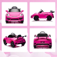 AIYAPLAY Coche Eléctrico para Niños con Licencia RUF CTR 3 Clubsport Mando a Distancia Motor Doble Ruedas Auxiliares Rosa(m-8)