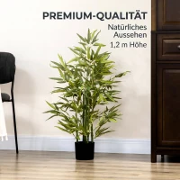 HOMCOM Plantă Artificială de Bambus Înaltă de 90 cm cu 504 Frunze din PEVA și PP Verde cu Ghiveci din Ciment Ø15x12.5 cm(m-7)