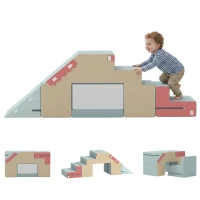 AIYAPLAY 2-teiliges Schaumstoff Bausteine für Kleinkinder mit abnehmbaren Bezügen, Indoor-Kletter- und Krabbelspielset, Blau(m-12)