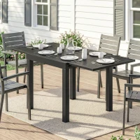 Outsunny Table de jardin extensible table extérieur pour 4-6 personnes avec rallonge auto-stockée aluminium 80-160 x 80 cm noir(m-11)