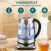 HOMCOM Electric Kettle, 1.7L Fast Boil 3KW Water Kettle with UK Strix Thermostat, Tea Infuser, Keep Warm Function(m-5)